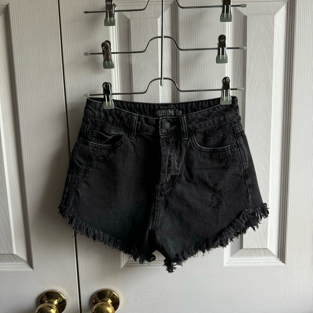 wild fable black distressed denim shorts